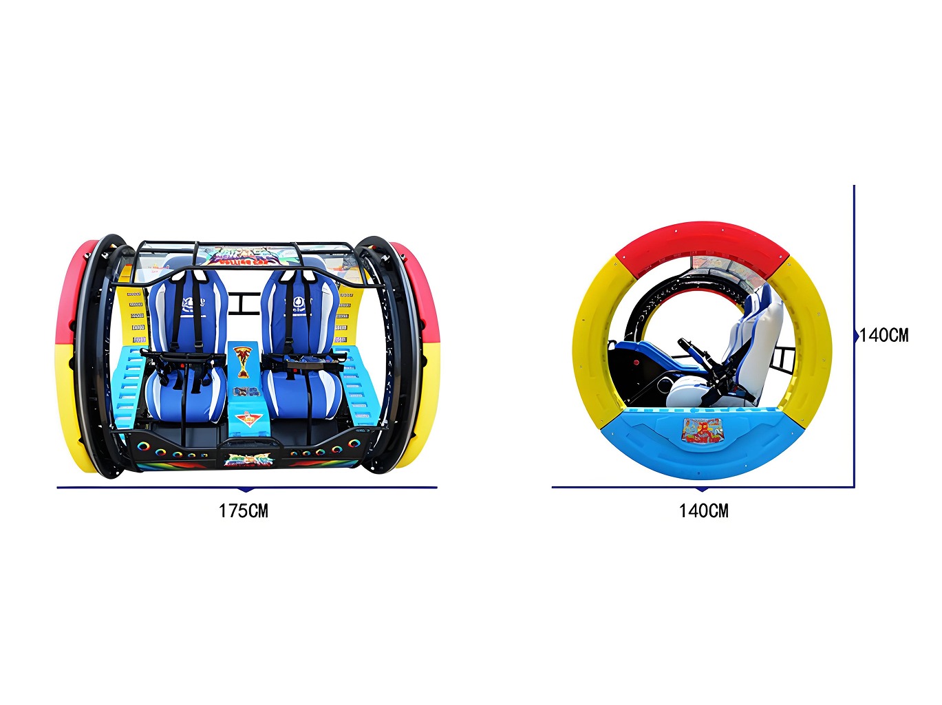 2-Seat Electric Rolling Car Ride commercial model for Malaysia arcade venues