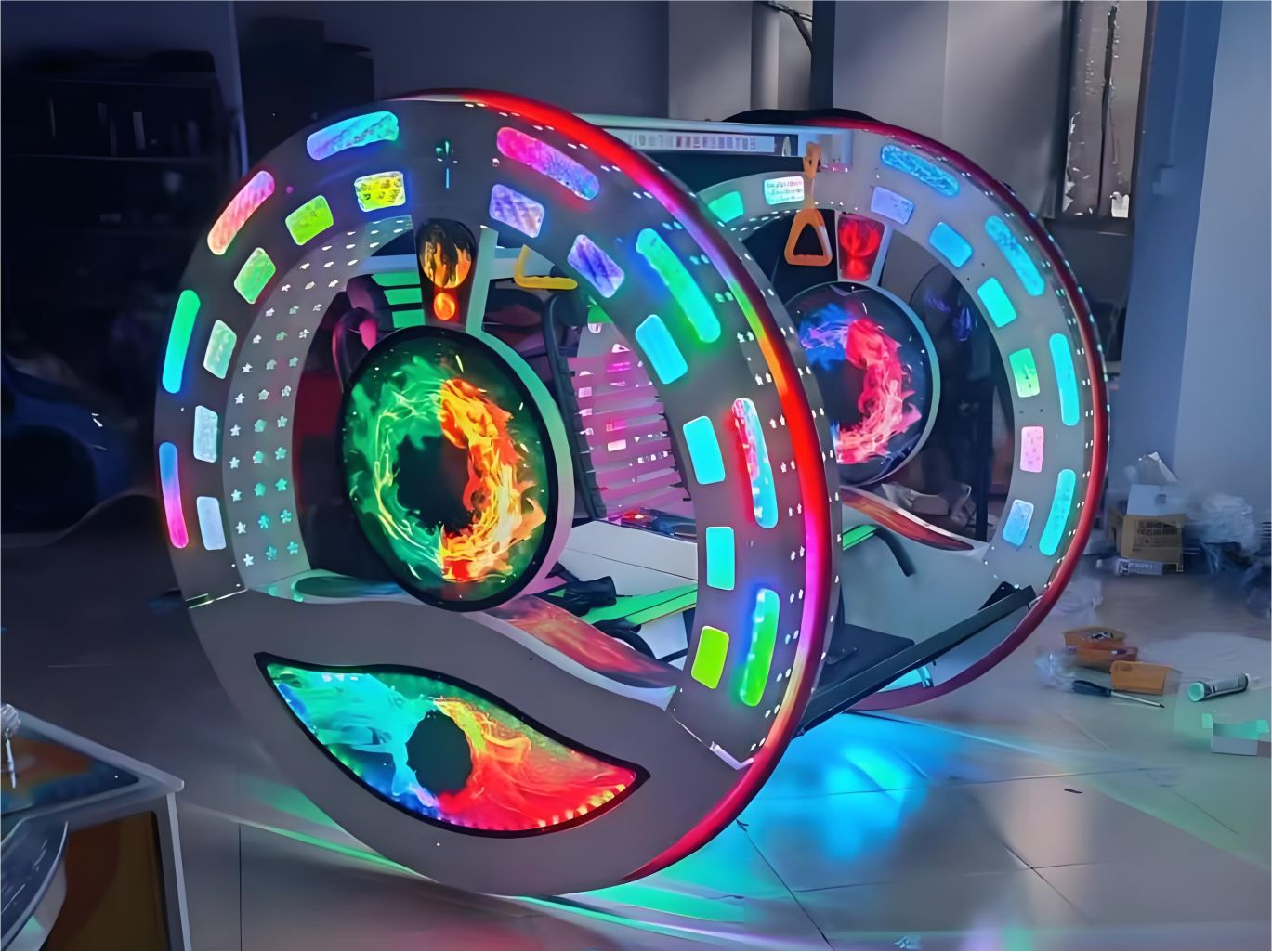 LED Electric Space Swing Ride (2-Seater) | Indoor Amusement Machine commercial model for Malaysia arcade venues