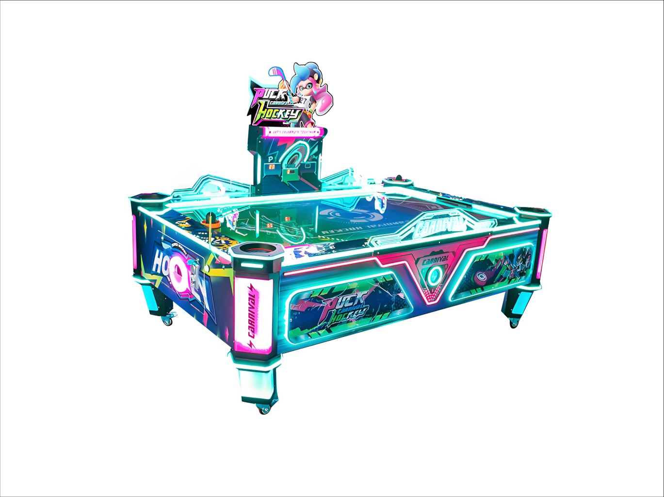 Neon LED Air Hockey Table | 4-Player Commercial Arcade Game for Arcades & Bars commercial model for Malaysia arcade venues