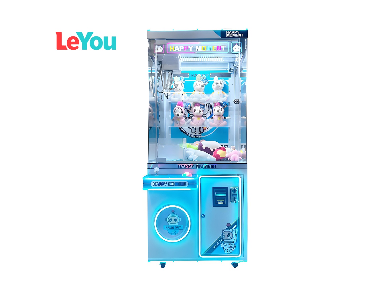 Happy Moment Claw Machine with Bill Acceptor | Coin-Operated Prize Game commercial model for Malaysia arcade venues