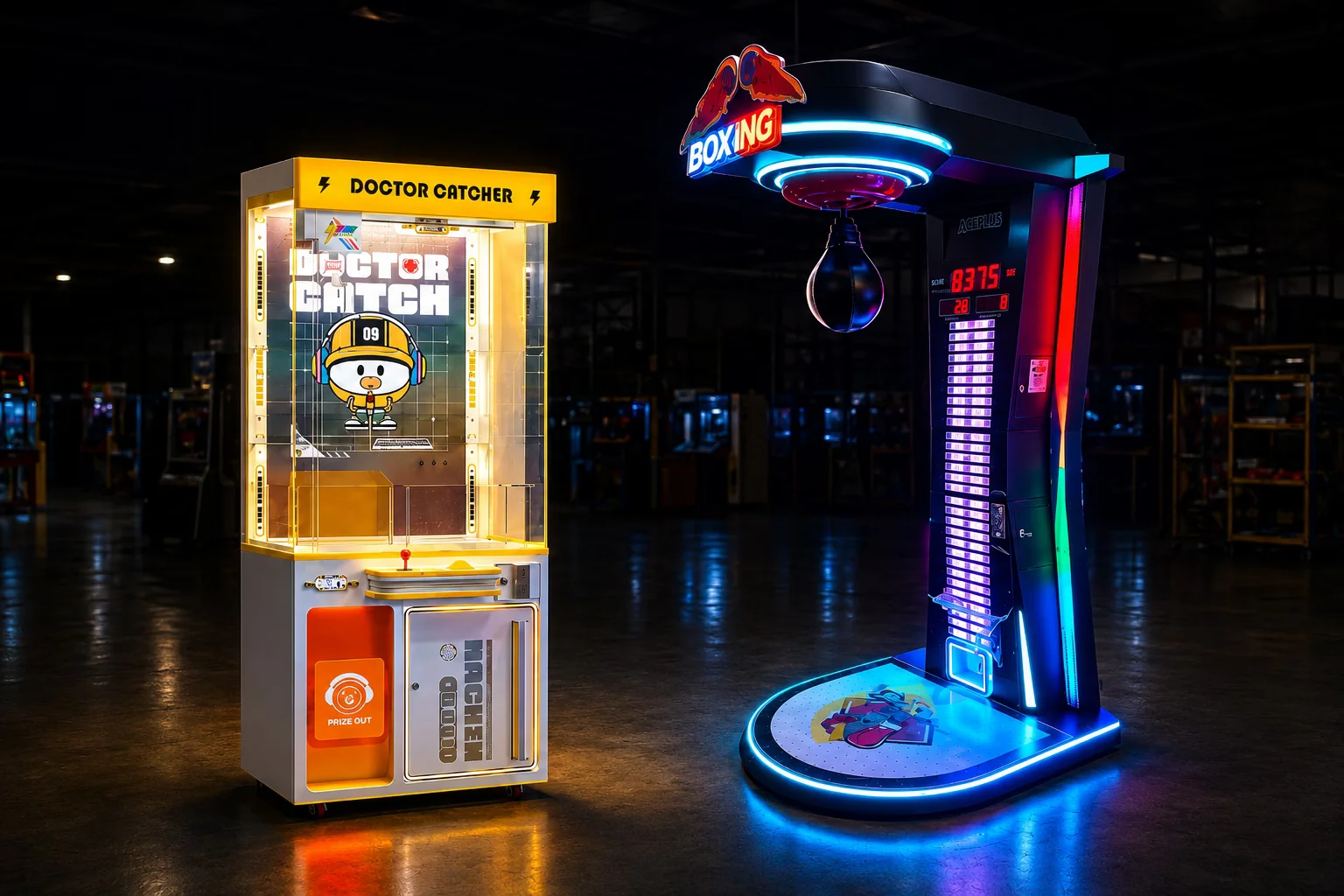Prize and boxing arcade machines